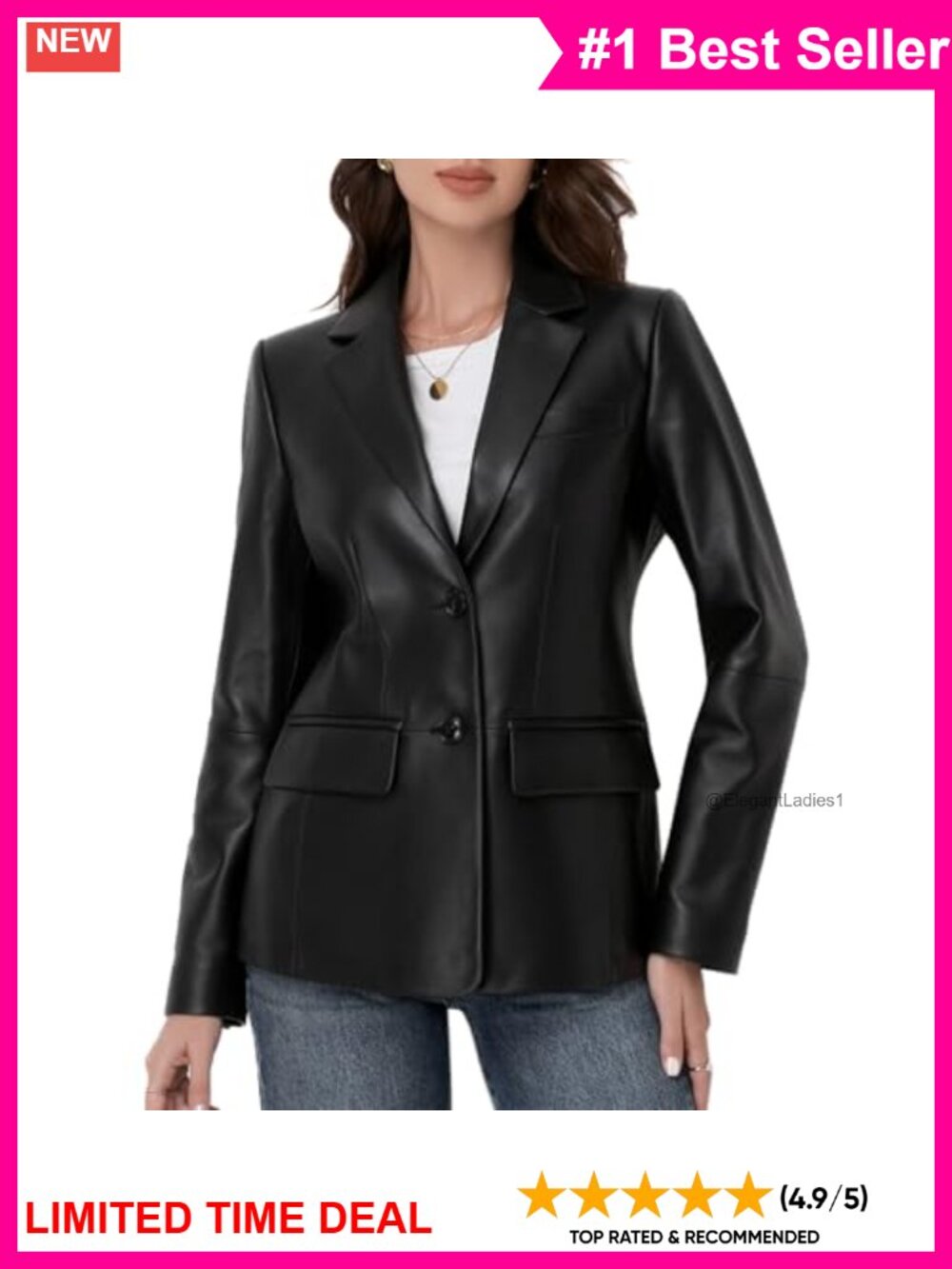 Genuine Lambskin Leather Jacket Women Button Front Blazer Casual Office Wear